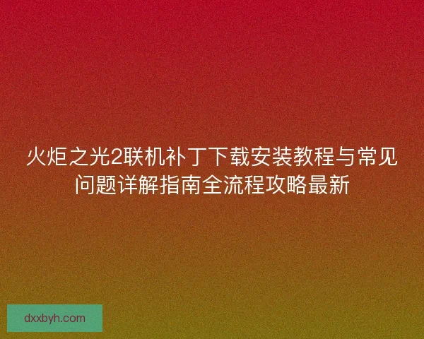 火炬之光2联机补丁下载安装教程与常见问题详解指南全流程攻略最新