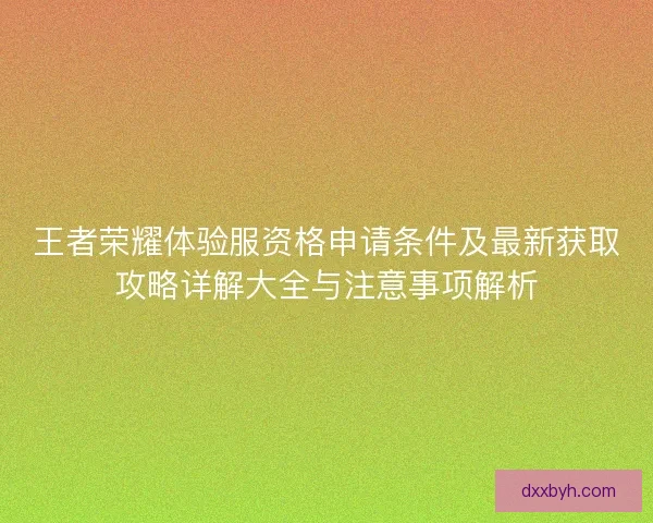 王者荣耀体验服资格申请条件及最新获取攻略详解大全与注意事项解析